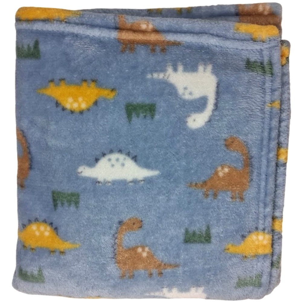 Cudlie Blue Baby Boy Dinosaur Blanket Soft Fleece White Brown Yellow 30x40